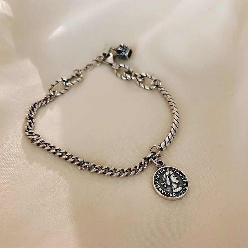 Foxanry 925 Sterling Zilveren Punk Ketting Armband Voor Vrouwen Mode Eenvoudige Vintage Handgemaakte Partij Sieraden: Style B