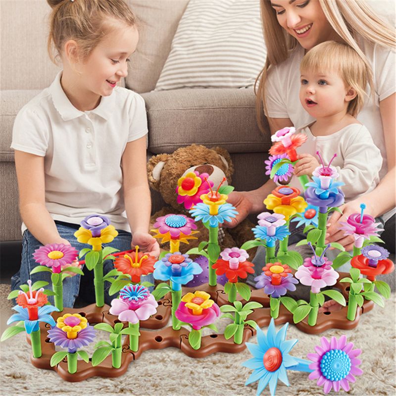 Flower Garden Building Toys - Build a Bouquet Floral Arrangement Playset for Toddlers and Kids Age 3, 4, 5, 6 Year Old