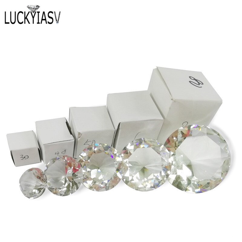 Cristal claro papel corte facetado vidro gigante joias diamante decoração artesanato