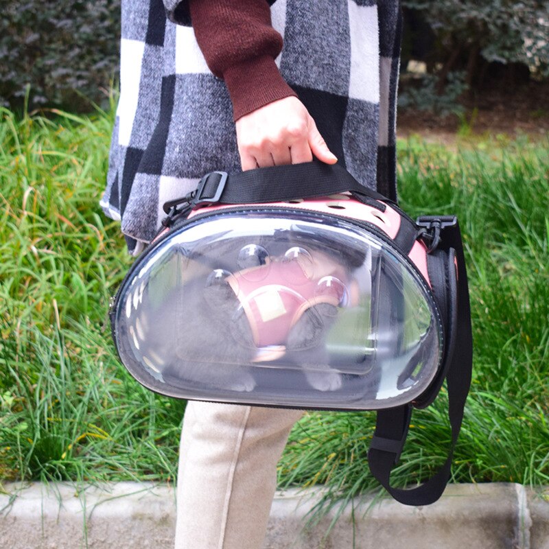 Cat Backpack Transparent Window Bag for Cat Transport Pets Carrier with Space for Cat and Puppies Breathable Pet Travel Bag