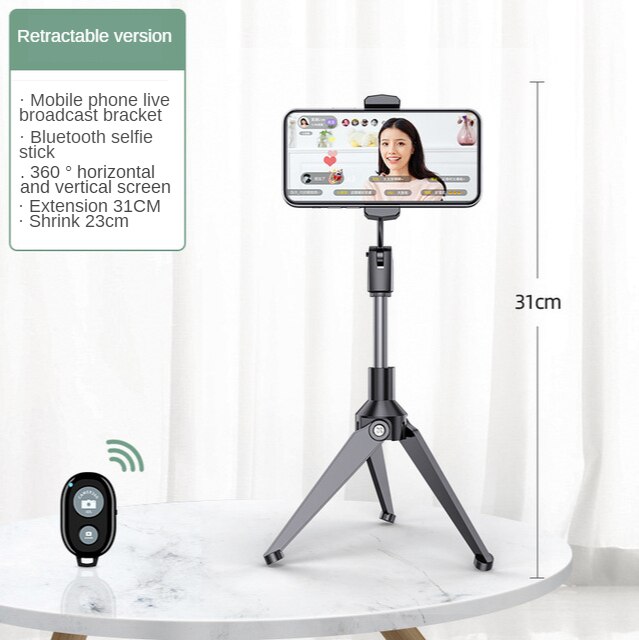 Tripod Mobile Phone Bracket Desktop Live Selfie Bluetooth Remote Control Lazy Tablet PC Douyin Useful Product: Classic Style Mobile Phone Black   Bluetooth Selfie Stick