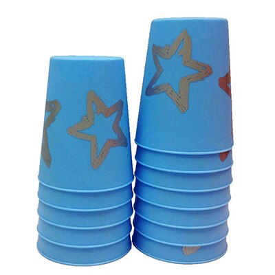 Kleuterschool kinderen Speciale Vliegende Schotel Cup Set Quick-stack kinderen Educatief Desktop Speelgoed: Blauw