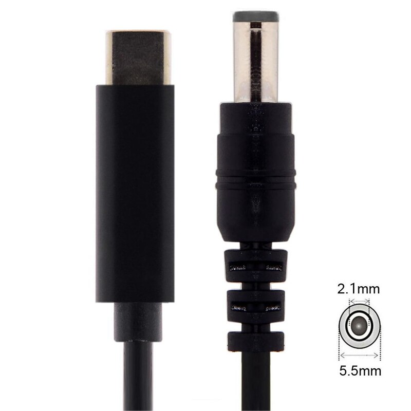 Entrada de USB-C tipo C al rectángulo 5,5*2,1 Mm Cable de carga PD para ordenador portátil 180Cm 6 pies