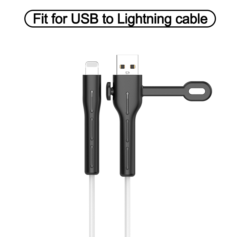Kabel ładujący Protector do słuchawek iPhone uchwyt do kabli danych opaski do kabli winder Clip ładowarka przewód do zarządzania kablami organizer: USB to L-Black