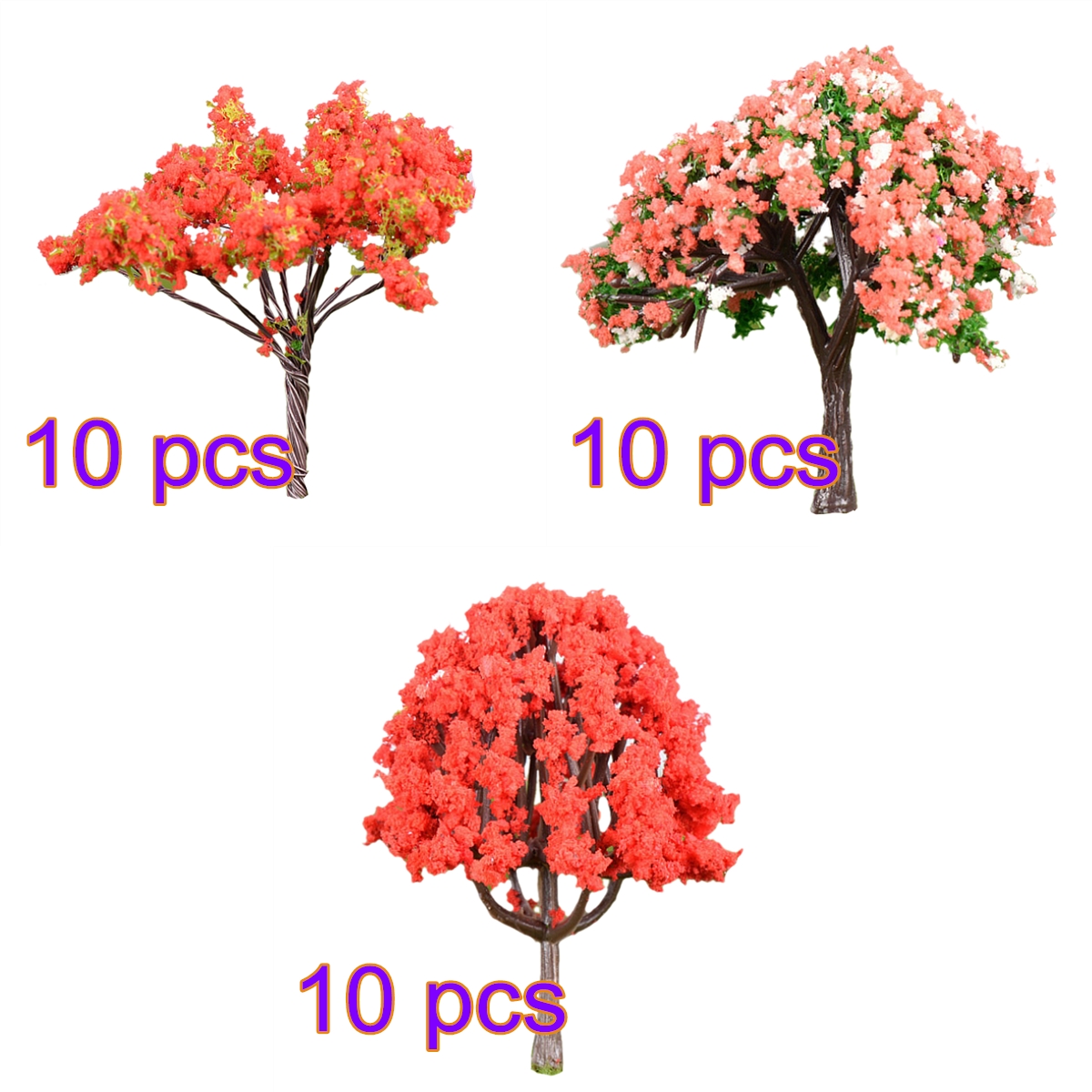 30 Pcs HO 1:85 6.7cm Scale Delonix Regia Model+5.8cm Scale Hibiscus Tree+6cm Scale Kapok Tree Model For DIY Scenery Landscape: Default Title