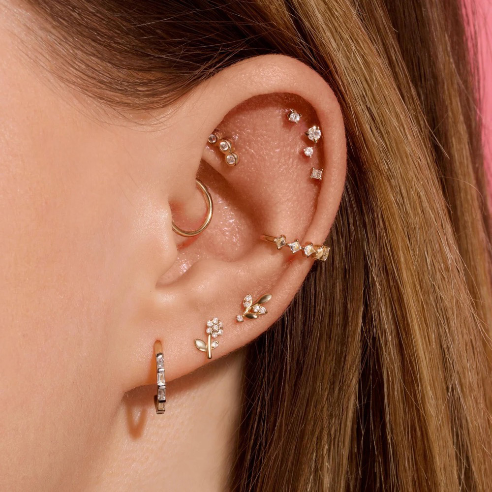 Pendientes Helix Daith para Piercing en la oreja para mujer, lóbulo del trago, segmento colgante orbital, anillo para tabique con cadena, joyería para cartílago
