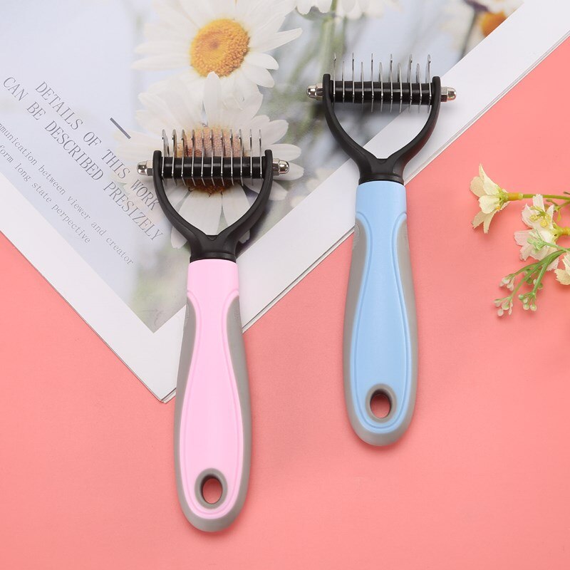 Pet Hair Removal Comb Dog Cat Detangler Fur Trimming Dematting Deshedding Brush Grooming Tool for Matted Long Hair Pet Grooming