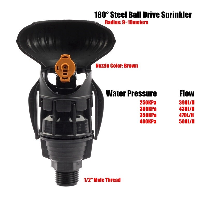 1/2 " hangevind 180 ° roterende dyse langdistancesprøjte græsplænevandingssprinklere havelandbrugsvandingssprøjter