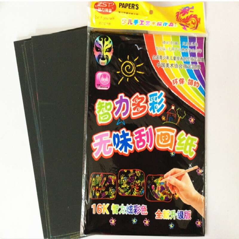 16K Scratch Paper Fun DIY Black Cardboard Scratch Painting Early Education Puzzle