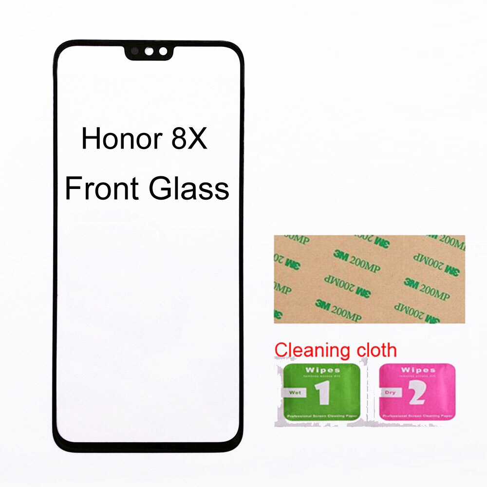 6.5 ''handy Frontplatte Glas Für Huawei Honor 8X Front Glas Outer Glas Abdeckung Panel Ersatz (Kein touch bildschirm): 8X Black