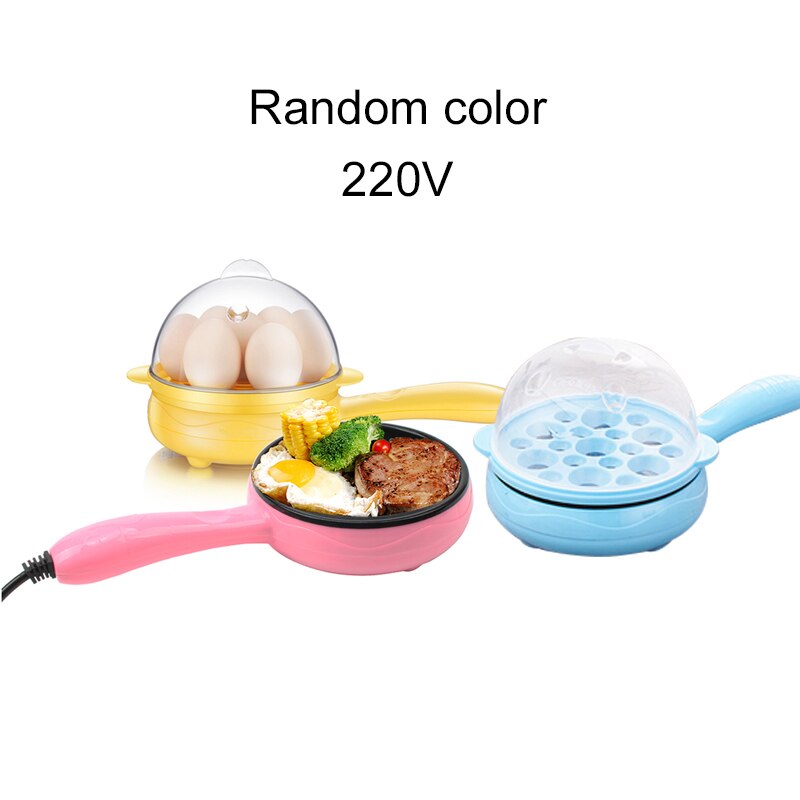 Multifunction Household Mini Egg Omelette Pancake Fried Steak Frying Pan Non-Stick Boiled Eggs Boiler Steamer Cooker 110V/220V: Random color 220V