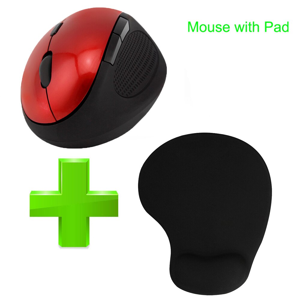 Mini mão pequena mause do computador 5d do usb de dpi com a almofada do rato 2.4g sem fio ergonômico rato vertical ótico dos ratos do jogo 800/1200/1600: Red Mice And Pad