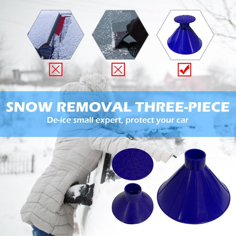 3pcs/set Magical Car Windshield Ice Scraper Cone Shaped Snow Remover Funnel Snow Remover Deicer Cone Deicing Shovel Tool