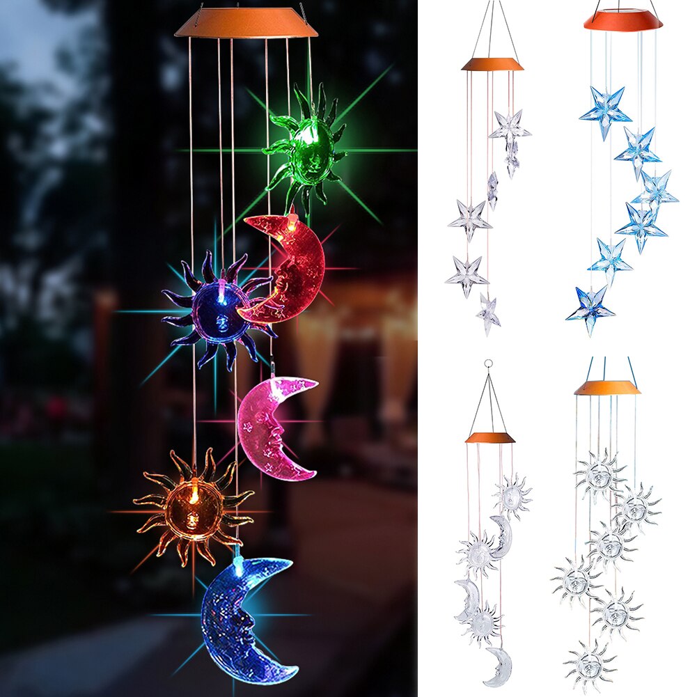 Außen Mobilen Wind Chime Licht Led Hängen Solar Powered Garten Spirale Lampe Tragbare Wasserdichte Farbwechsel Dekorative
