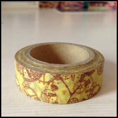 Beautirul 15mm*10m washi paper tape/Vintage clock and clock gear wheel masking japan washi tape