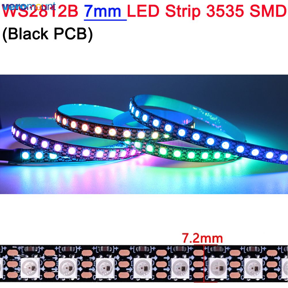 3mm 4mm 5mm Super Slim Narrow Width PCB WS2812B Pixel LED Strip Individually Addressable RGB Pixel Strip IP20 DC 5V 60leds/m 1m
