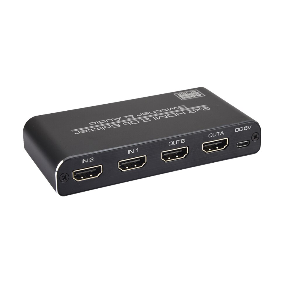 HDMI Splitter 4K HDMI Schalter Audio Box 2x2 Adapter mit IR Fernbedienung HDMI Switcher 2 in 2 heraus 3D 1080P für PS4/3 TV Box HDMI Schalter
