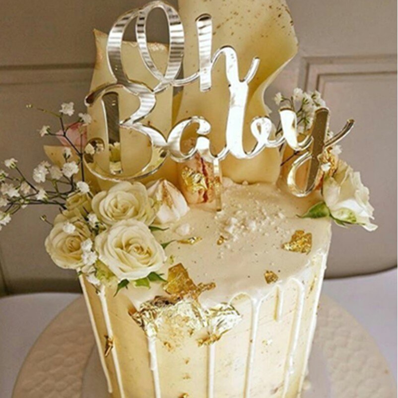 Oh Baby Cake Topper Acrylic Cake Decoration for Baby Shower Party