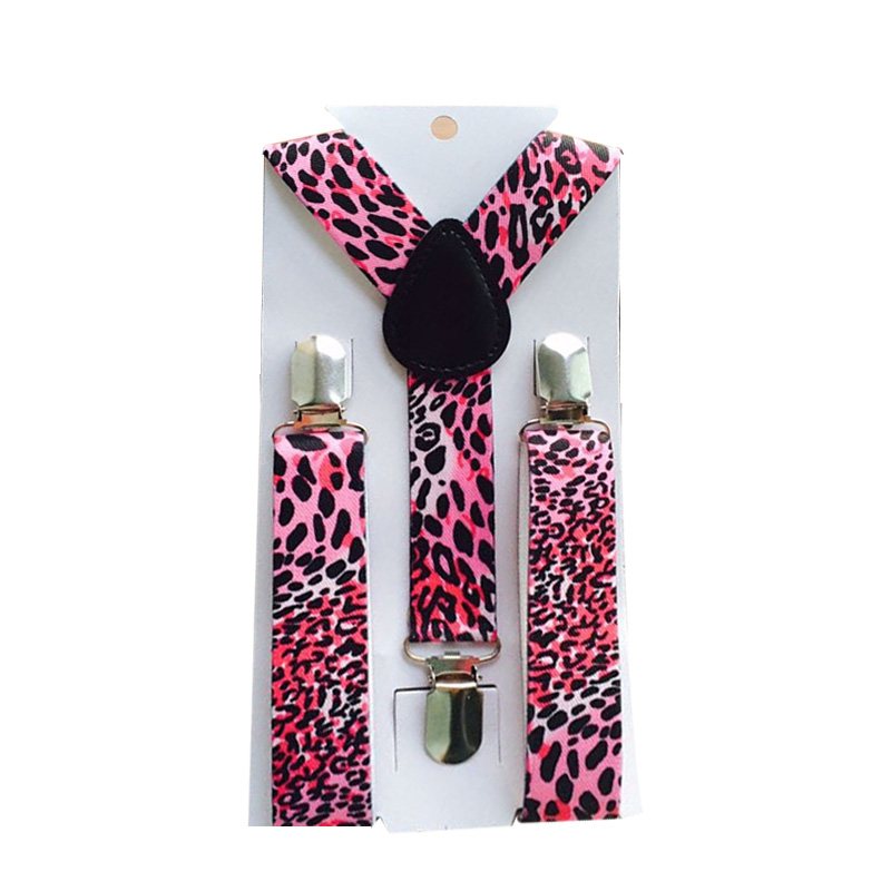 Bretelles en forme de cœur à l&#39;arrière pour garçons et filles, bretelles élastiques réglables à Clip, couleur rouge et noire, tendance, YHH0034: pink leopard