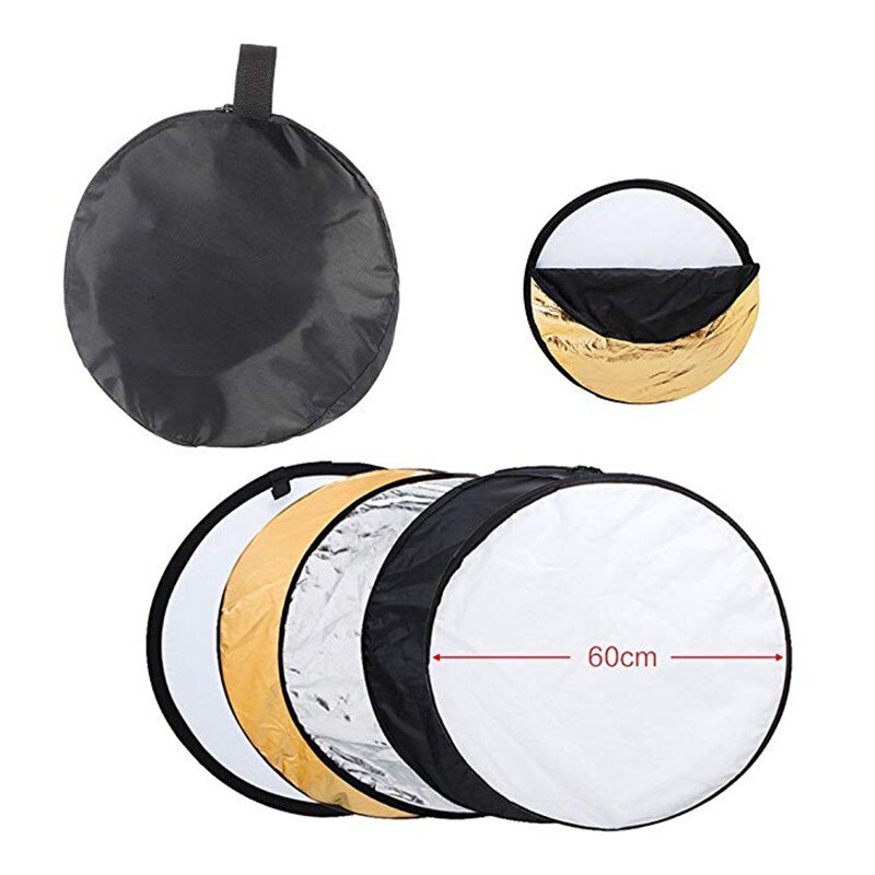 5 In 1 60Cm Fotografie Reflector Licht Barrière Opvouwbare Zacht Licht Plaat Vijf Verschillende Reflecterende Oppervlakken Met Draagtas