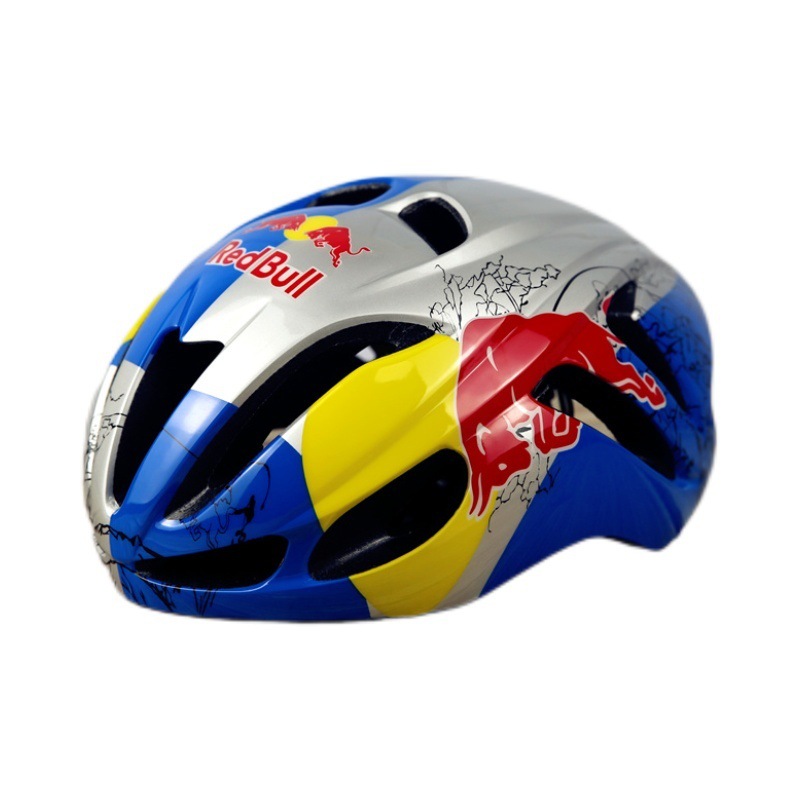 Red Bull Mountain Bike Pneumatic Helmet Highway Wind Breaking Ultra Light Integrated Riding Safety Protective Equipment: Blue