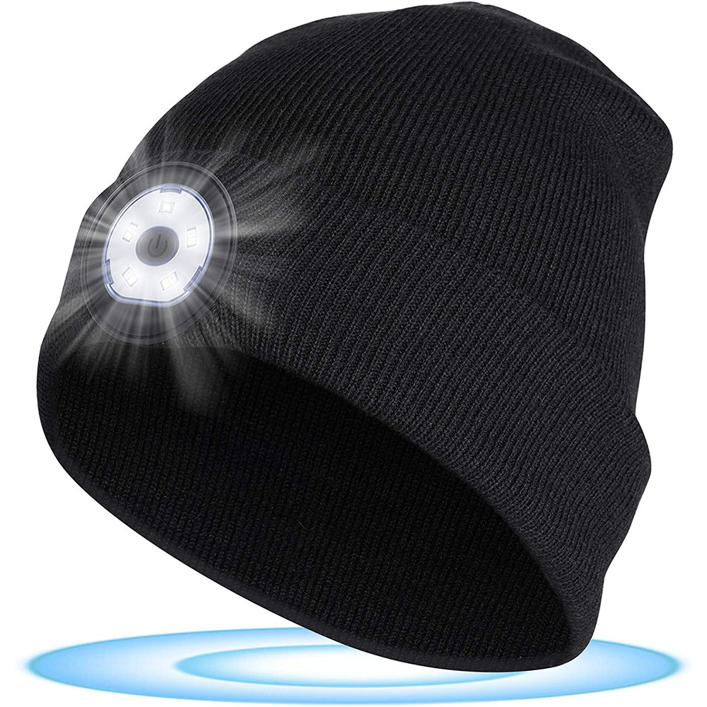 Berretto con luce, cappello invernale più caldo lavorato a maglia con luce a LED per uomo e donna, cappuccio ricaricabile USB a luminosità regolabile