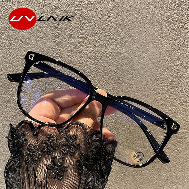 UVLAIK Transparent Computer Glasses Frame Women Men Anti Blue Light Round Eyewear Blocking Glasses Optical Spectacle Eyeglass