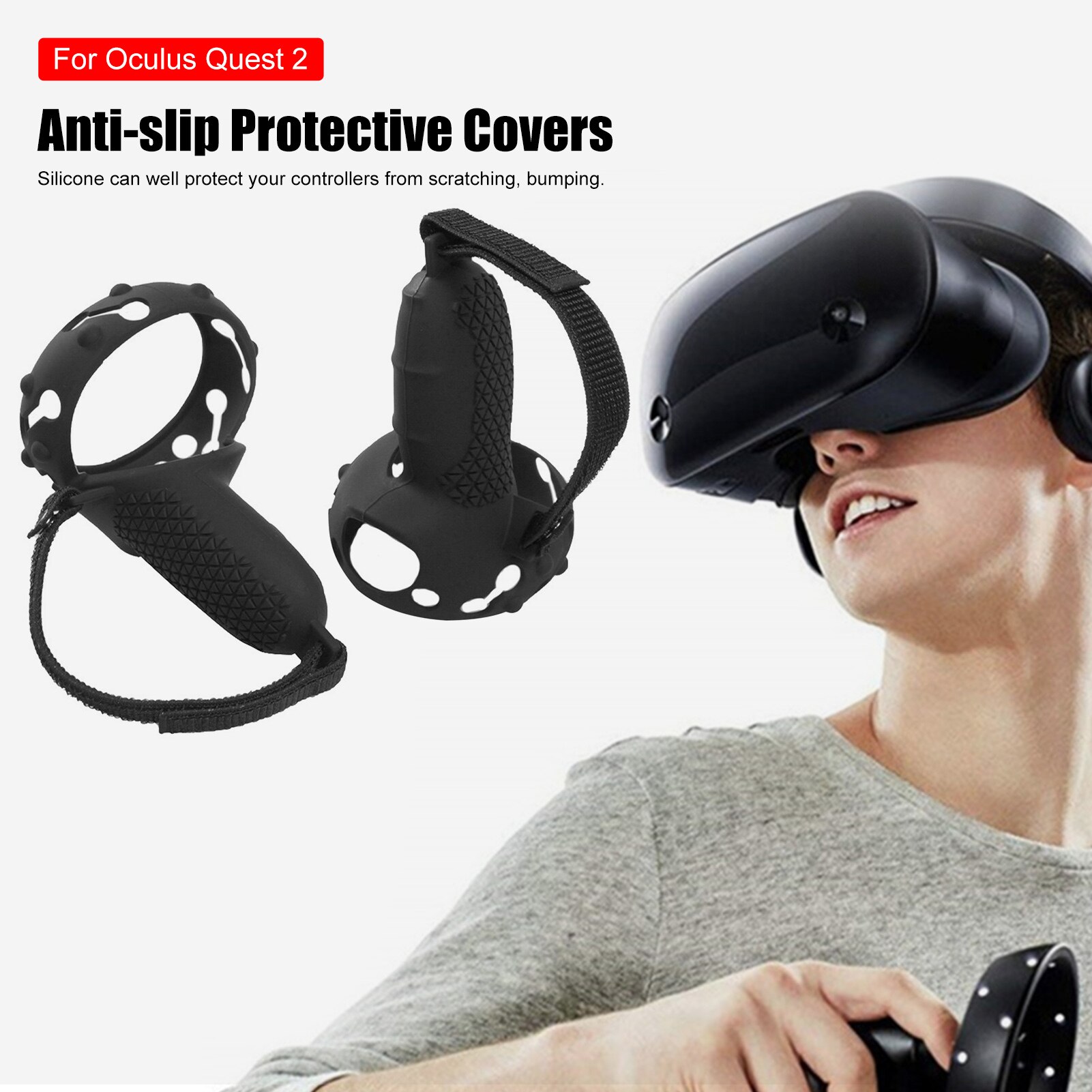 1 Pair VR Headset Controller Grip Cover For Oculus Quest 2 Anti-throw Full Protection Touch Controller Protector Accessories