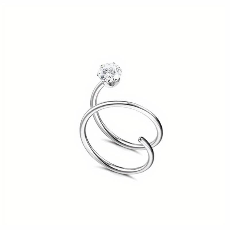 Drperfect 20G Acero inoxidable doble nariz aro espiral Luna estrella mariposa serpiente pendientes de aro retorcidos para mujer: COLOR ORO ROSADO