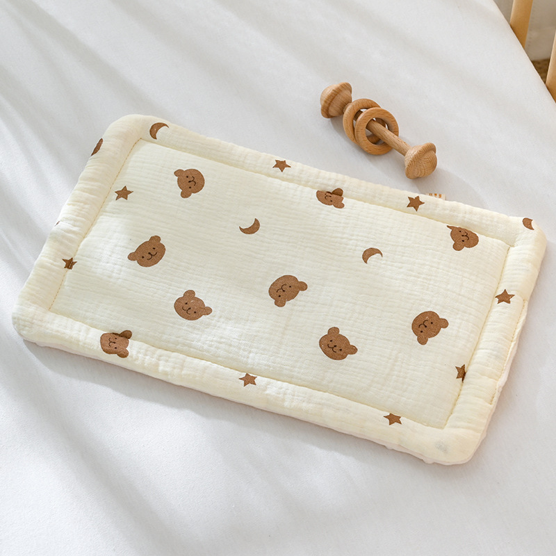 Children's Baby Cloud Pillow 1-2 Year Old Baby Pillow Flat Pillow Cotton Gauze Newborn Soothing Bean Pillow: green