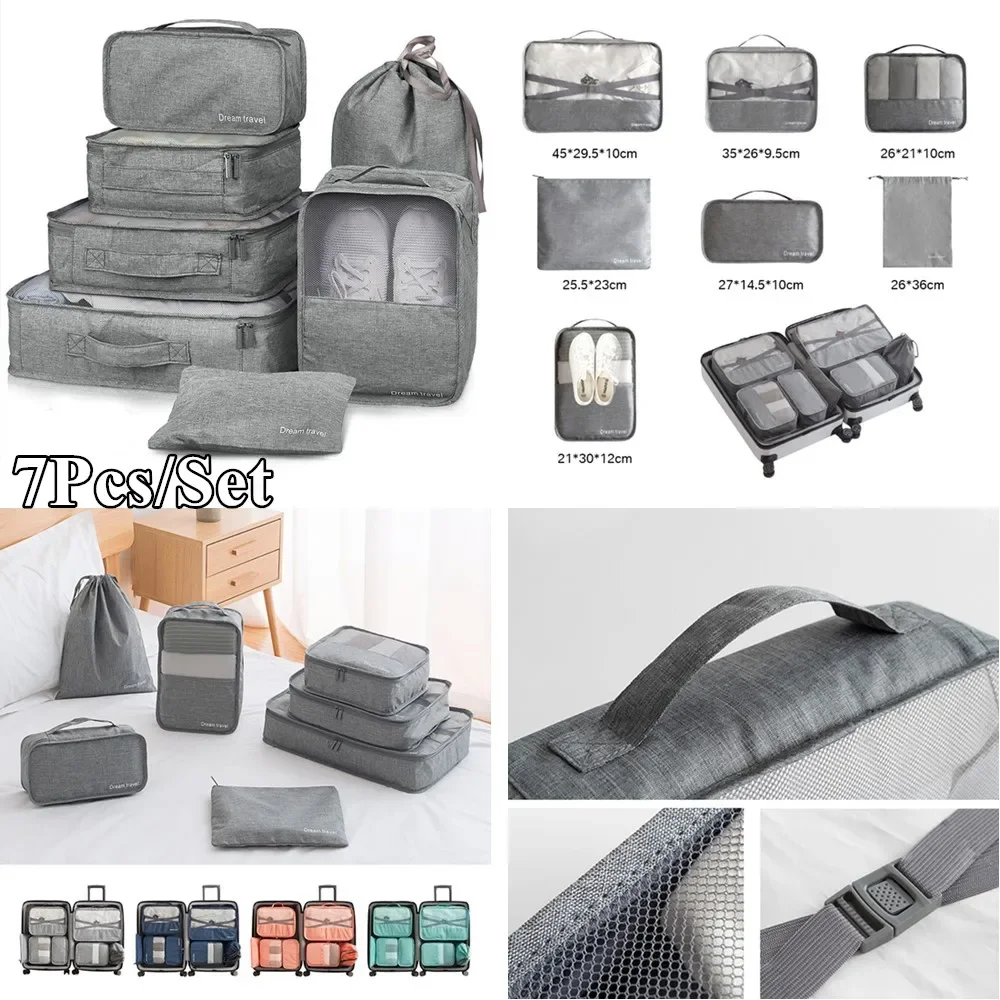 8/7/6 Stuks Set Reisorganisator Opbergzakken Koffer Verpakking Cubes Set Koffers Draagbare Opvouwbare Bagage Kleding Schoen netjes Pouch