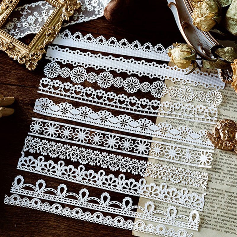 Leaf Plants Circle Lace Material Paper Journal Planner Decorative Scrapbooking