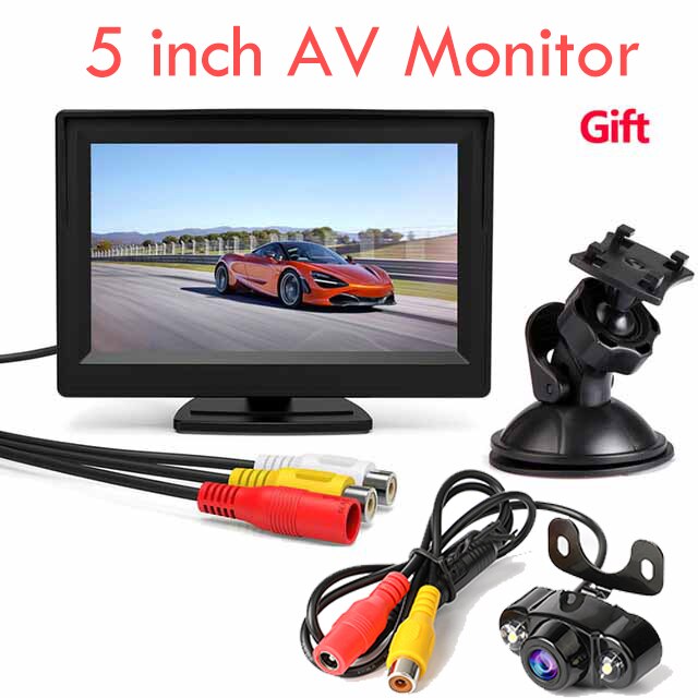 5 inch TFT LCD Screen Car Monitor HD800*480 Reversing Parking Monitor with 2 Video Input For Reverse Rearview Camera: Black 5 inch 838