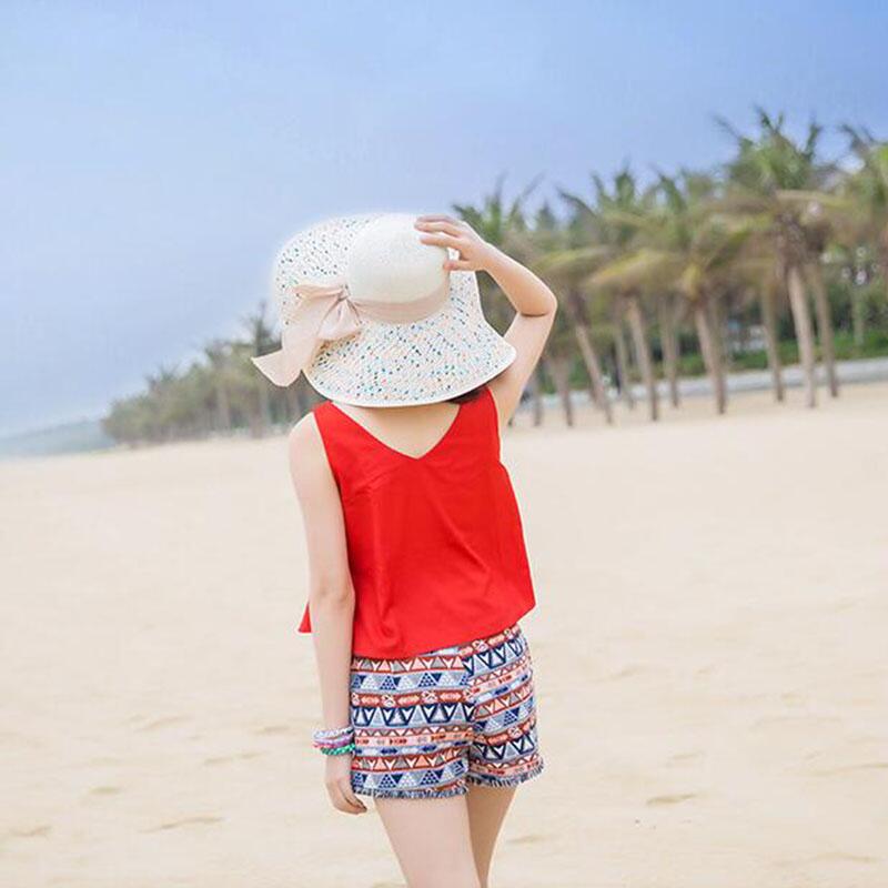 Jiangxihuitian-sombreros de playa para mujer, gorros plegables de gasa flexible para el sol, sombreros informales con lazo,: beige