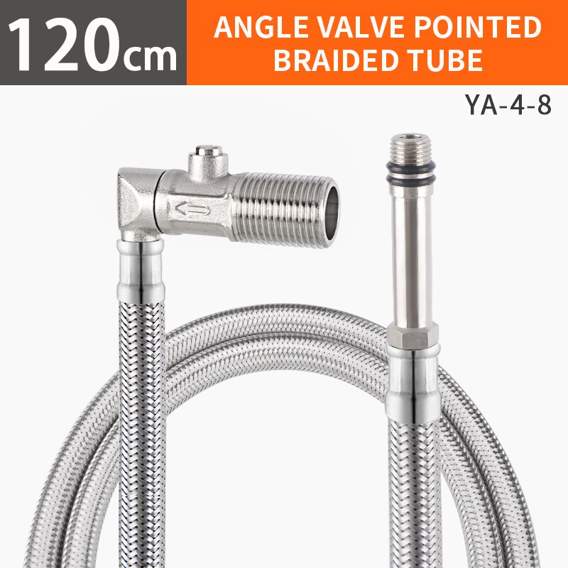 And Cold Water Faucet Inlet Pipe Angle Valve Pointed Stainless Steel Braided With Check Valve Integrated Hose: Length-120cm