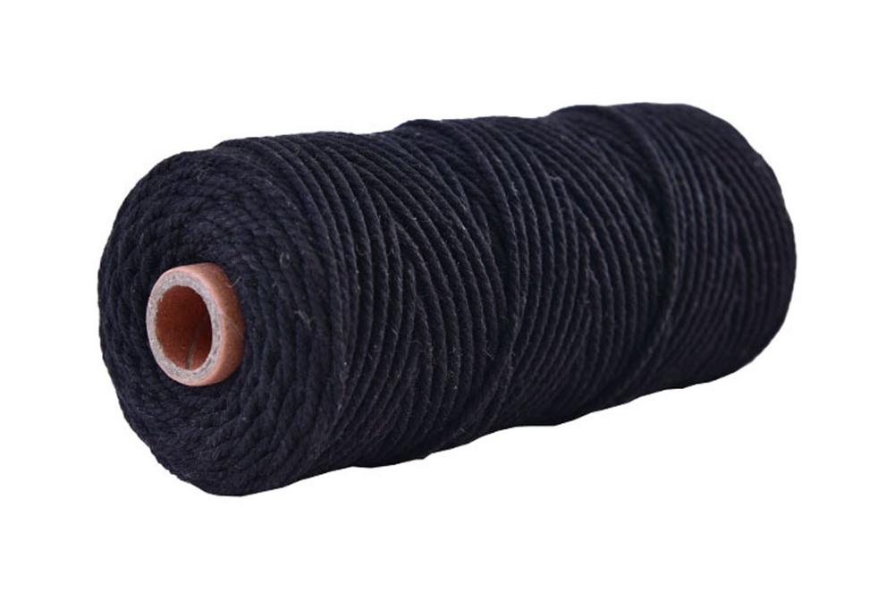 2mm diy knutsel macramé touw touw kleurrijk katoenen gedraaid koord 100 meter: Zwart