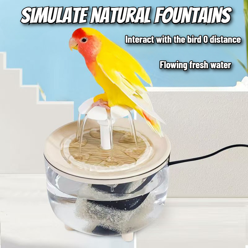 Bain de perroquets 2 en 1 à circulation automatique et fontaine d'eau pour animaux de compagnie, sans goutte pour petits animaux de compagnie, jouets pour animaux de compagnie alimentés par USB, jouets pour oiseaux