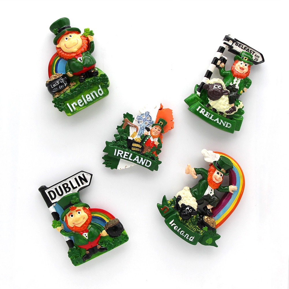 Northern Europe Irish dwarf cartoon character lamb souvenirs stereo resin fridge magnets stick 3d refrigerator home decoration