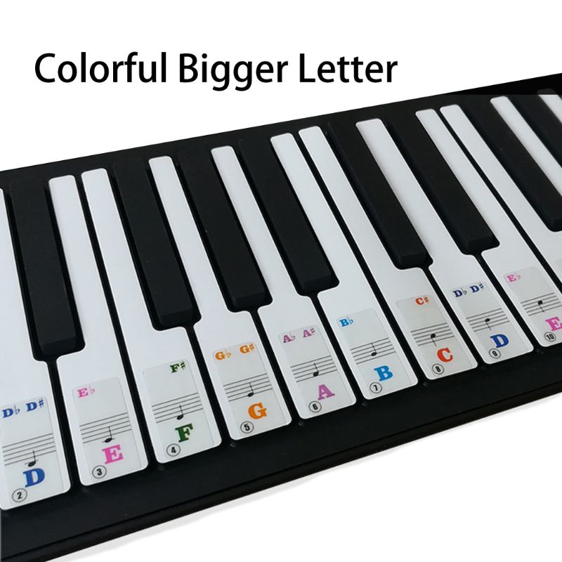 Piano Keyboard Stickers Specially for 61 Key.Colorful Bigger Letter Removable