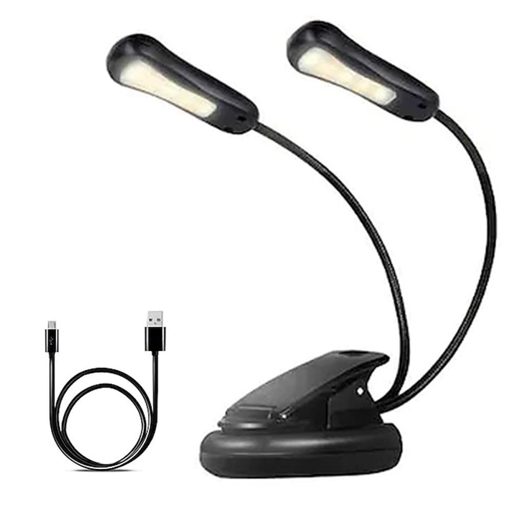 Rechargeable Book Light 10 LED Music Stand Lights Dimmable 3 Brightness×3 Color Light up 2 Full Pages Eye-Cared Clip on Light: Blue