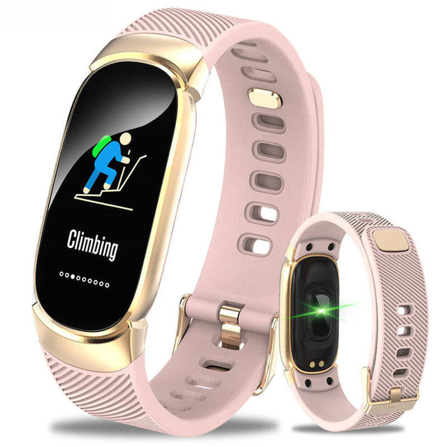GIAUSA Sports étanche montre intelligente femmes Bracelet intelligent Bluetooth moniteur de fréquence cardiaque Fitness Tracker Smartwatch boîtier en métal: Rose