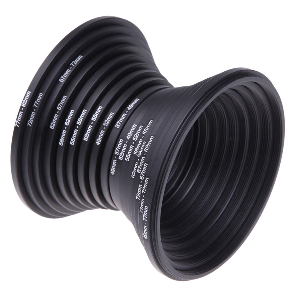 18pcs/set Camera Lens Filter Stepping Metal Up & Down Ring Adapter For All Camera DSLR 37-82mm 82-37mm