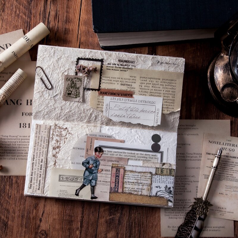 50 stk / mye engelsk gammel boksider materiale papir søppel journalplanlegger scrapbooking årgang dekorativt diy håndverk bakgrunnspapir