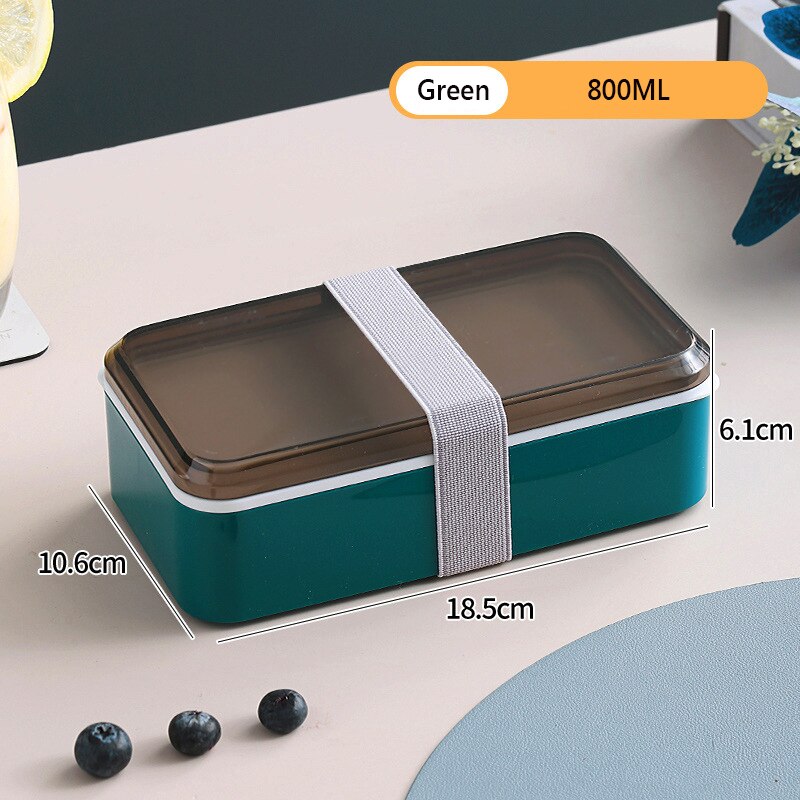 Portable Lunch Box Set Picnic Japanese Snack Bento Box Women Kitchen Food Storage Containers Office Worker Microwave Tableware: 1 Layer Green 800ML