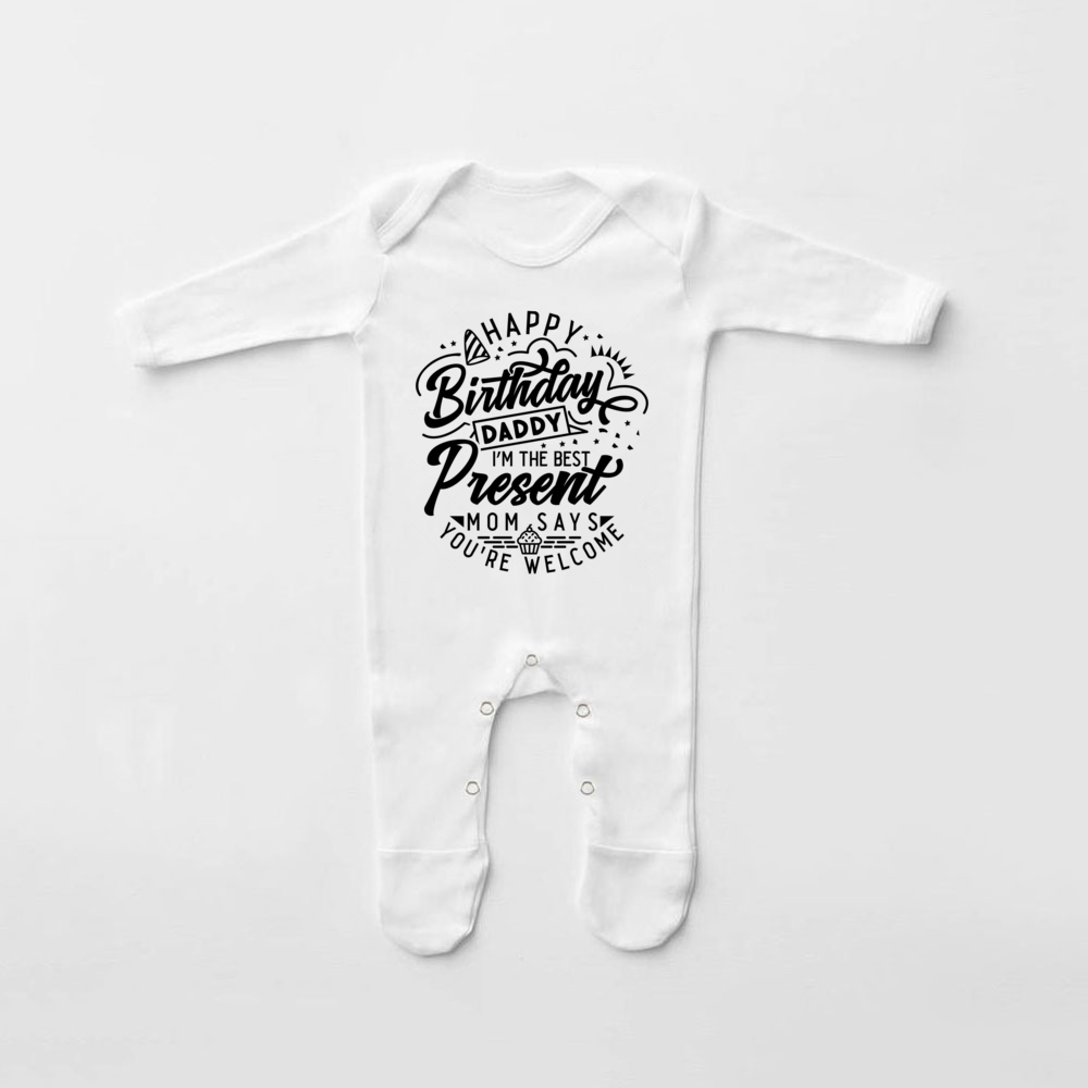 Babygrow-traje de dormir con estampado de feliz cumpleaños para papá, traje para bebé que viene a casa, de ducha para recién nacido, pijama infantil: Oro / 3M