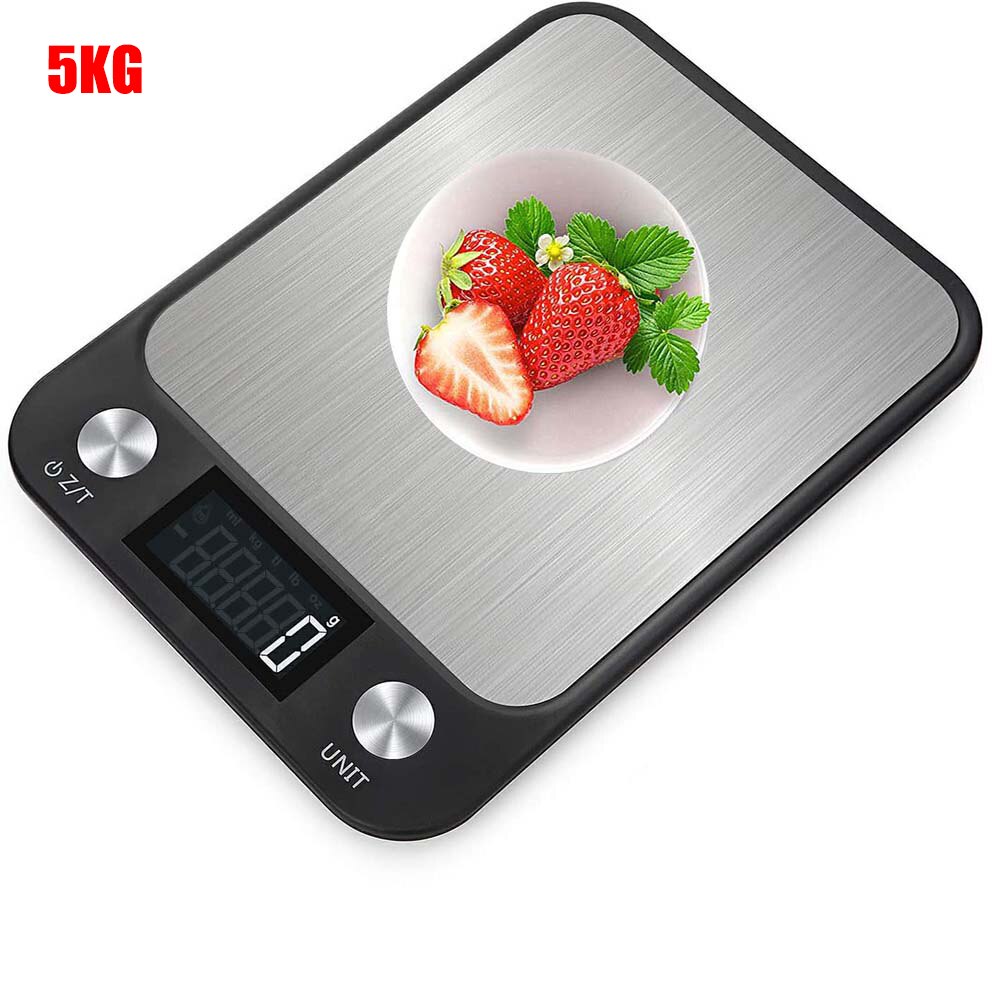 5/10kg/1g LCD Display Multi-Function Digital Food Kitchen Scale Stainless Steel Weighing Scale Cooking Tools Balance: D-5KG