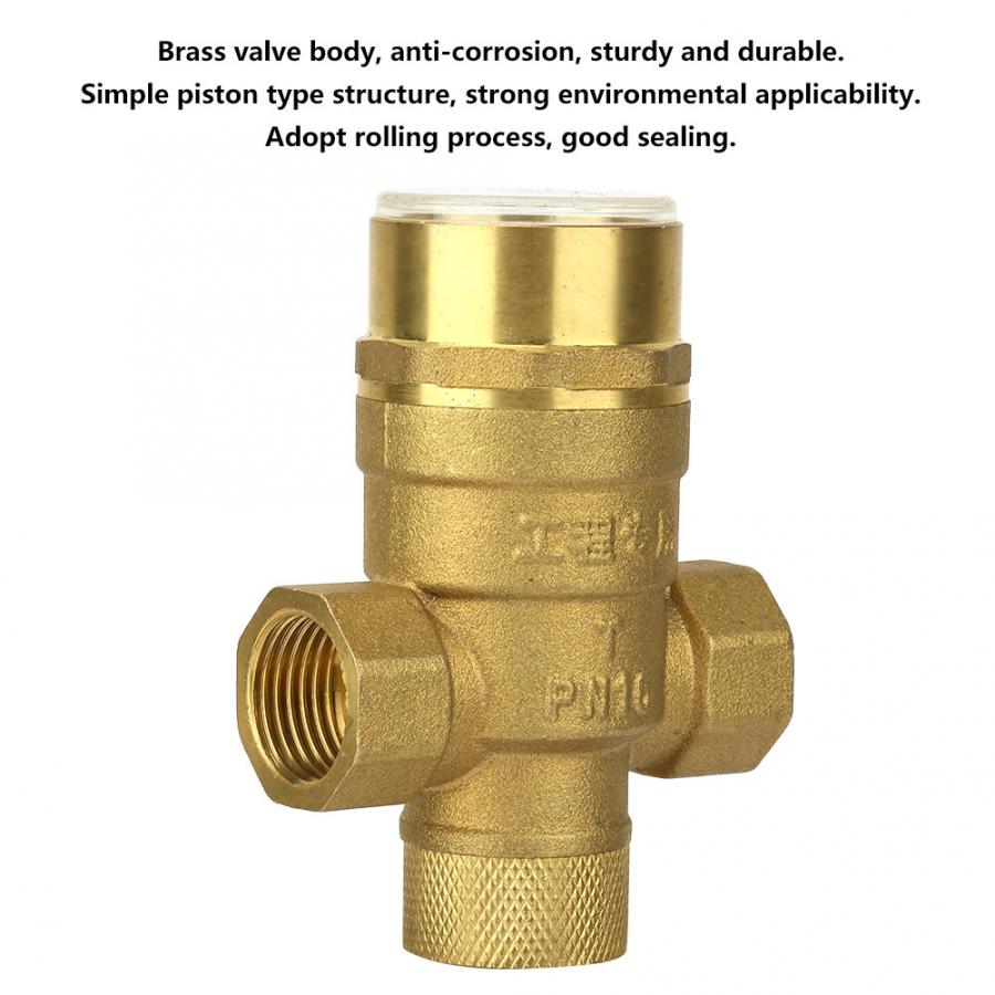 Reducing Regulator Valve 1/2 inch Brass Water Pressure Reducing Valve Relief Valve With Guage Meter Adjustable Water Flow