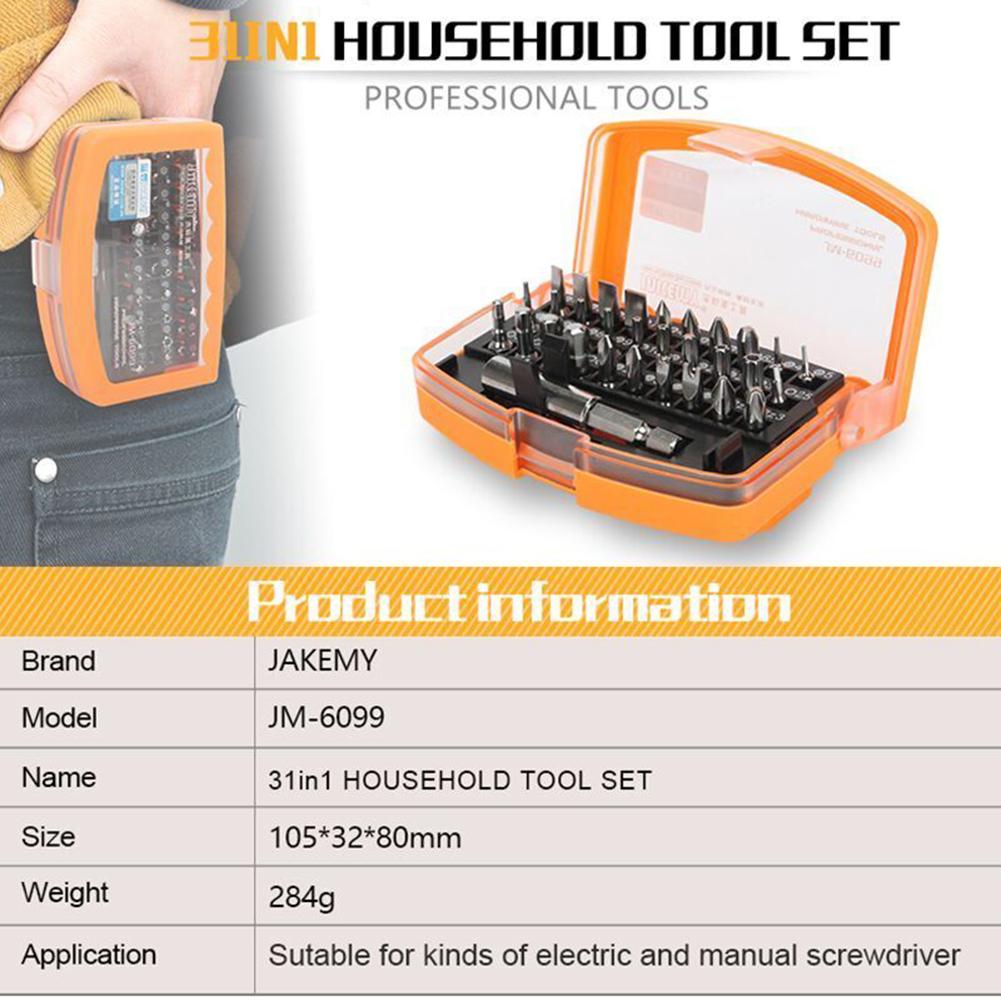 Multifunctionele Schroevendraaier Kit Jakemy JM-6099 31 In 1 Rofessional Draagbare Hardware-instrumenten Pneumatische Elektrisch Gereedschap Set