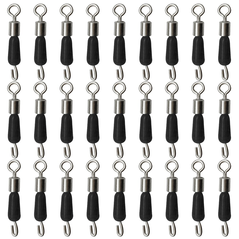 30 Stks/partij Ball Bearing Swivel Solid Ringen Vissen Connector Oceaan Boot Vissen Haken Quick Fast Link Connector: 30pcs Large black
