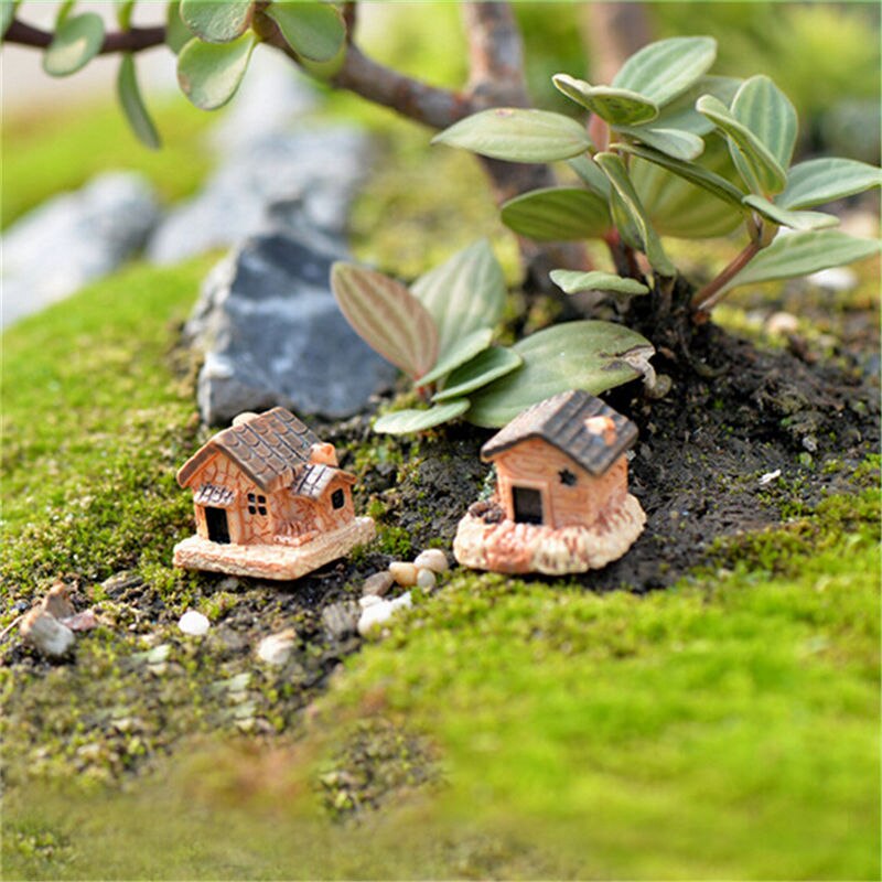 3Pcs Diy Micro Fairy Tuin Beeldjes Kawaii Hout Board Huis Miniaturen/Terrarium Poppenhuis Decor/Vetplanten Ornamenten willekeurige